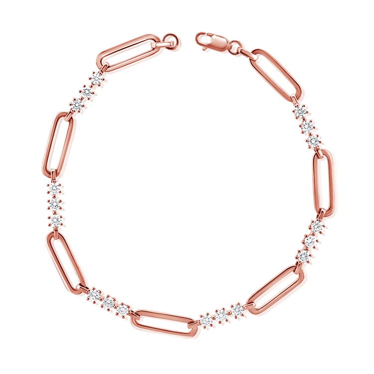 Trio Diamond + Paperclip Link Bracelet