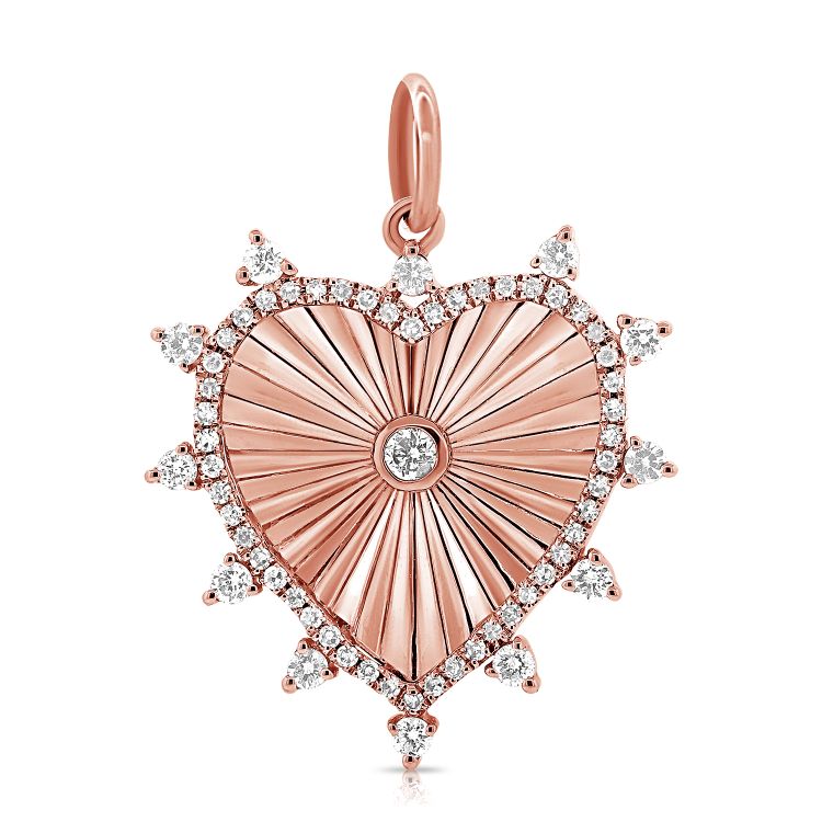Diamond Fluted Heart Charm