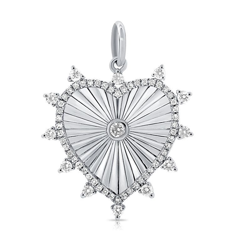 Diamond Fluted Heart Charm