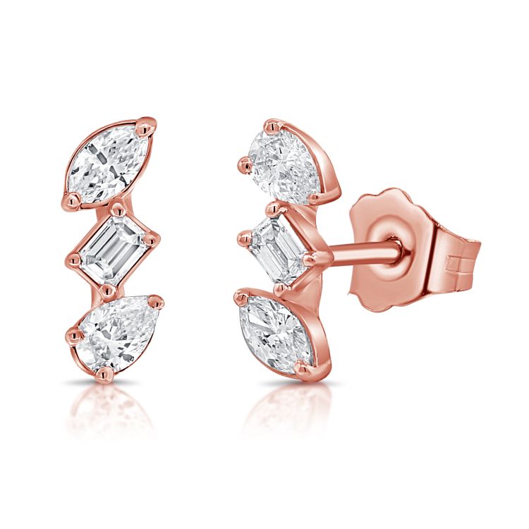 Mixed Shapes Trio Diamond Studs