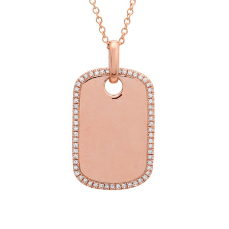 DogTag Nameplate with Border Diamonds Personalized Necklace