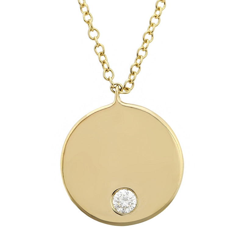 14k Classic Round Nameplate Necklace