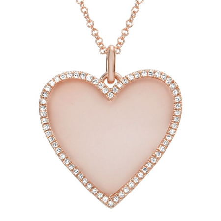 Mother Pearl Diamond Heart Necklace