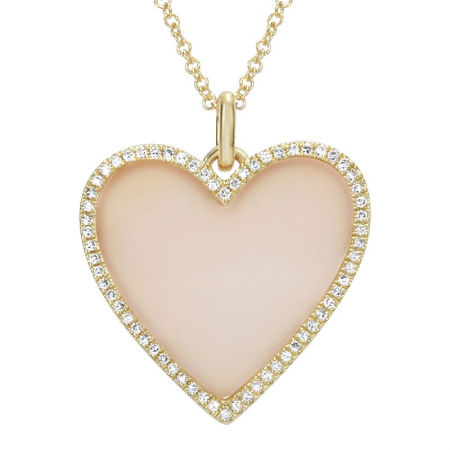 Mother Pearl Diamond Heart Necklace