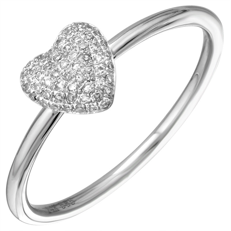 Dome Diamond Heart Ring