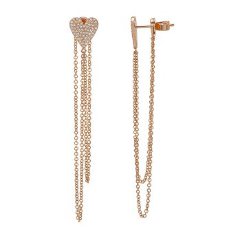 Diamond Elongated Heart Chain Earrings