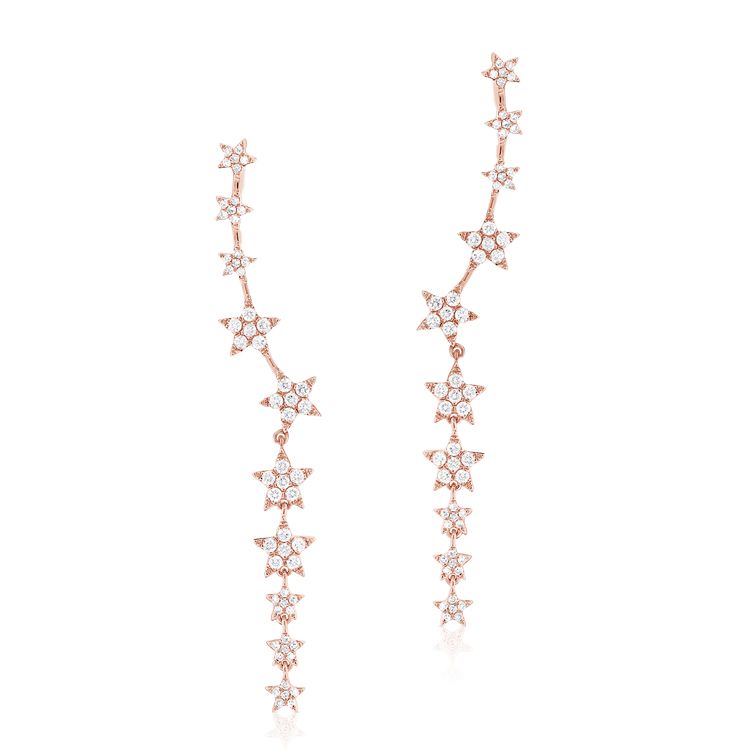Celestial Crawler-Drop Star Diamond Earrings