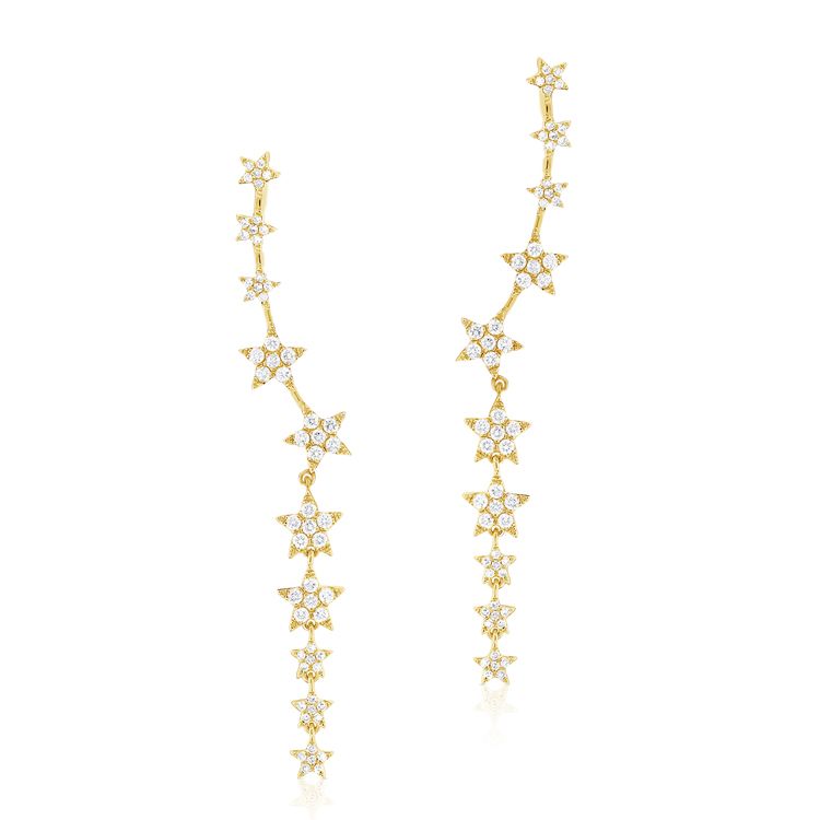 Celestial Crawler-Drop Star Diamond Earrings