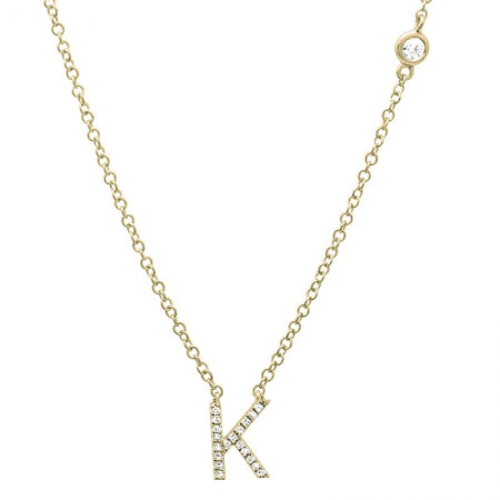 Diamond Initial and Bezel Necklace