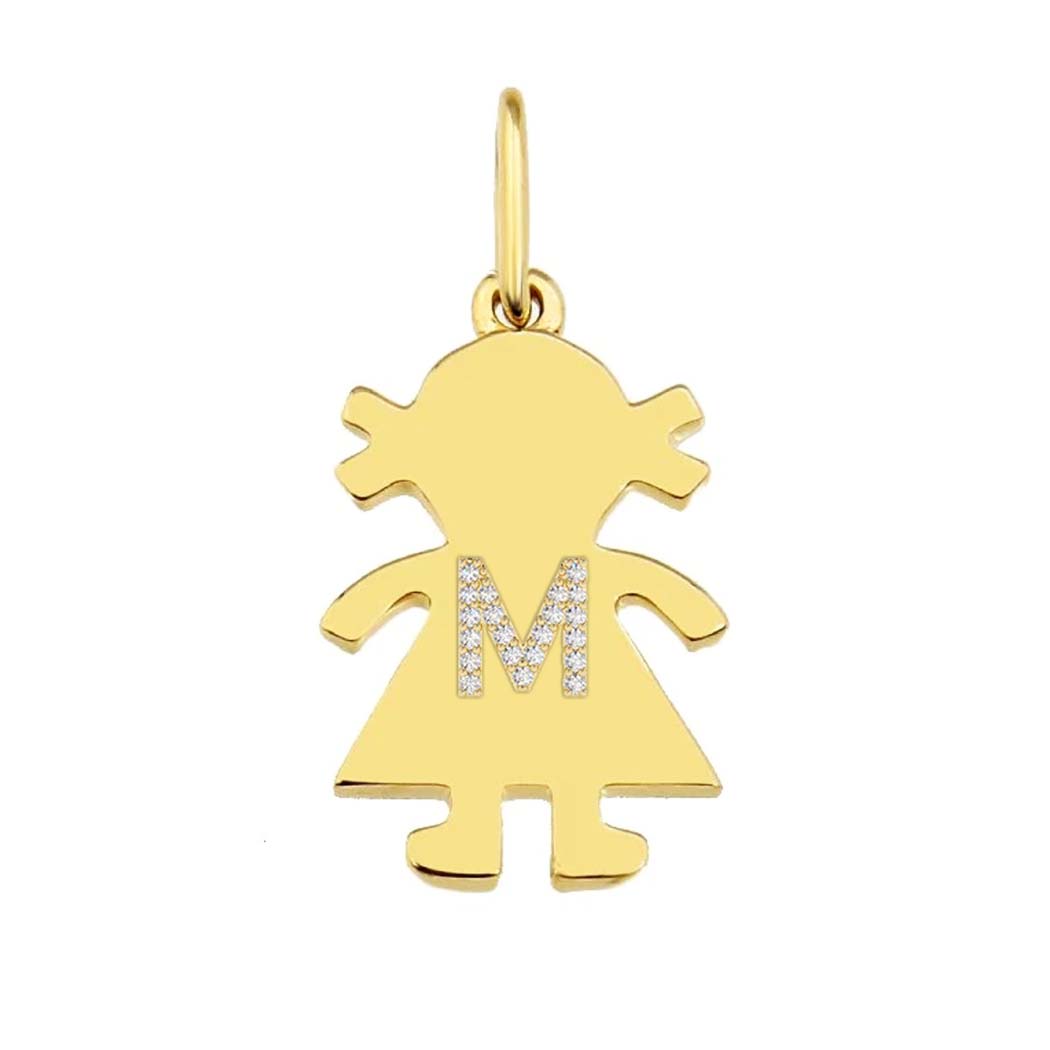 Diamond Initial Solid Kid Charm