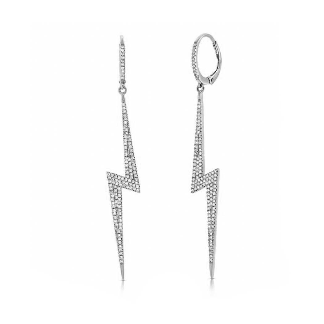 Diamond Lightbolt Dangling Huggies
