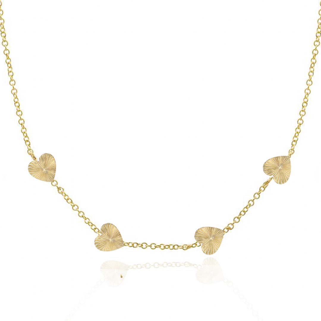 Fluted 4-Hearts Layering Necklace