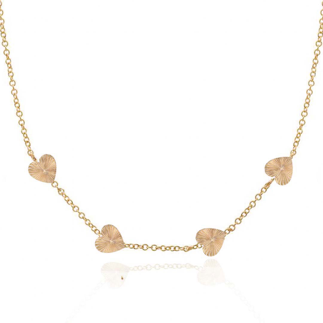 Fluted 4-Hearts Layering Necklace