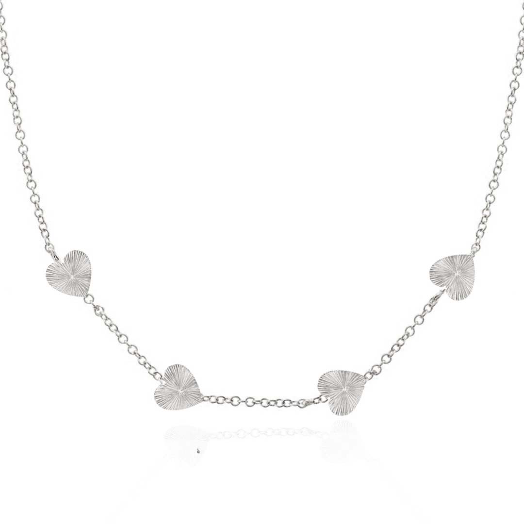 Fluted 4-Hearts Layering Necklace