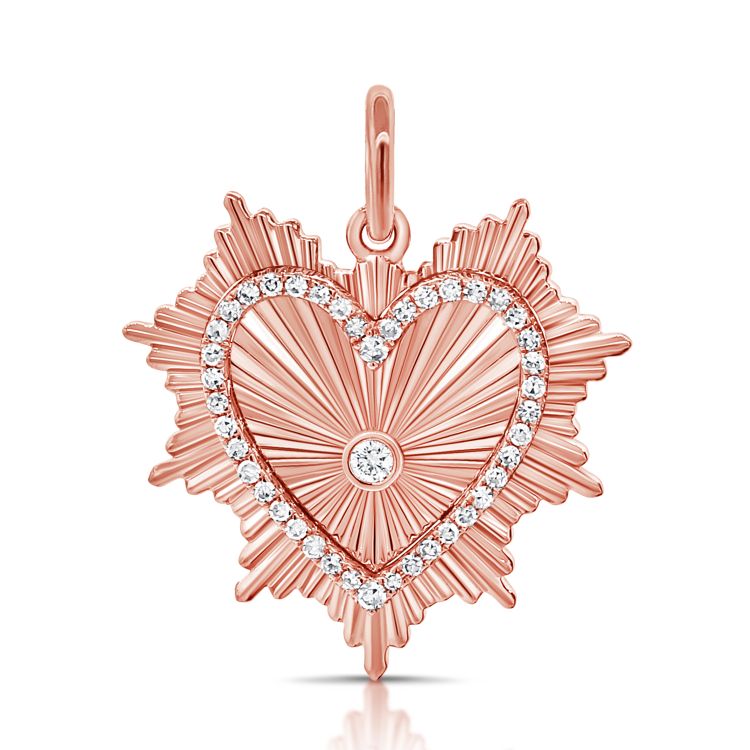 Small Diamond Fluted Heart Charm