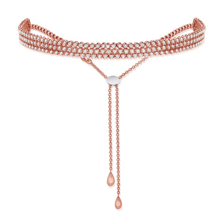 Triple Row Adjustable Bolo Diamond Tennis Choker