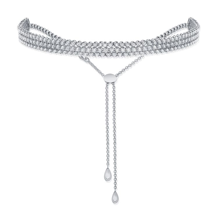 Triple Row Adjustable Bolo Diamond Tennis Choker
