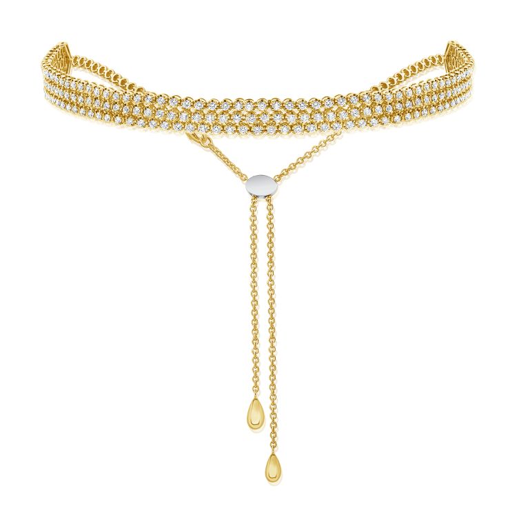 Triple Row Adjustable Bolo Diamond Tennis Choker
