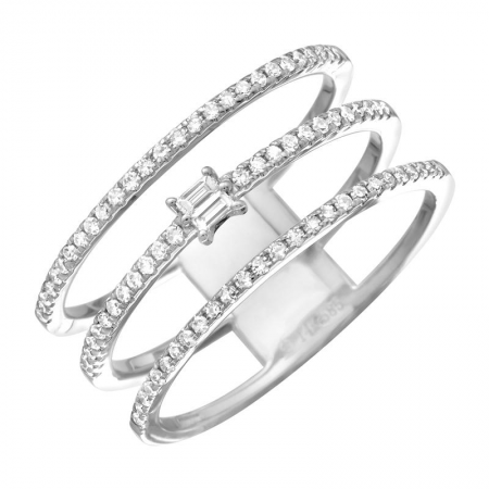 Triple Row Baguette Diamond Ring