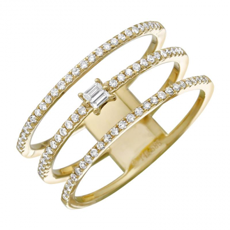 Triple Row Baguette Diamond Ring