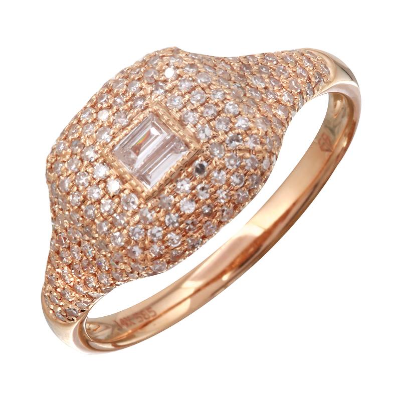 14K Pave Setting Round Diamond Signet Ring – FERKOS FJ