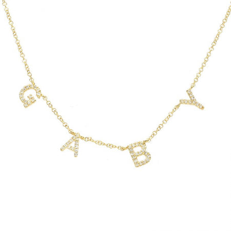 Multiple Diamond Dangling Initials Name Necklace
