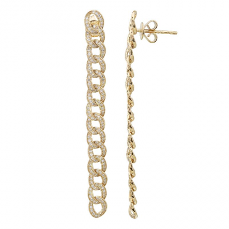 Pave Cuban Link Drop Earrings