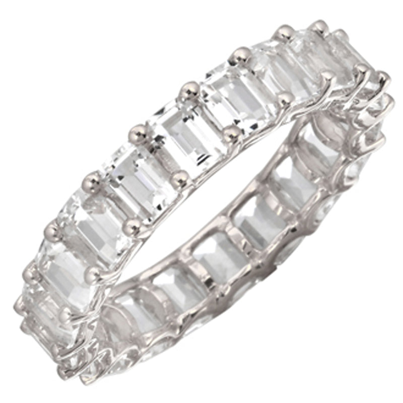 Petite Emerald Cut White Topaz Band