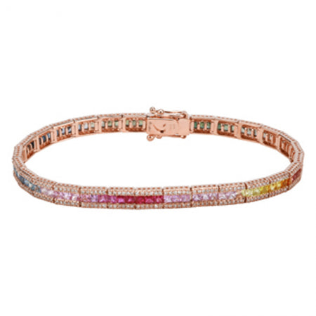 Rainbow & Diamond Tennis Bracelet