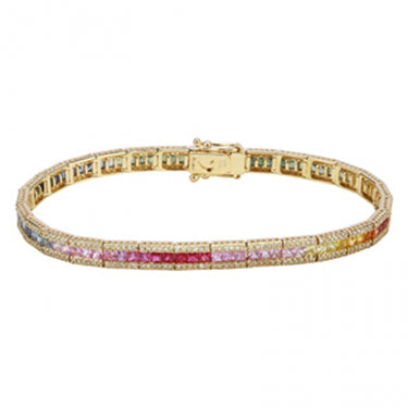 Rainbow & Diamond Tennis Bracelet