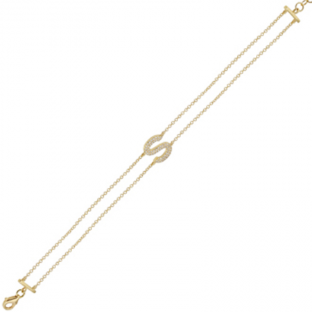 Double Chain Diamond Initial Bracelet – 770 Fine Jewelry