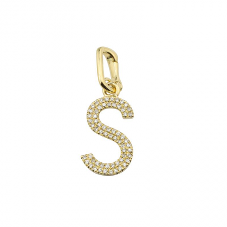 Double Pave Row Large Diamond Initial Charm
