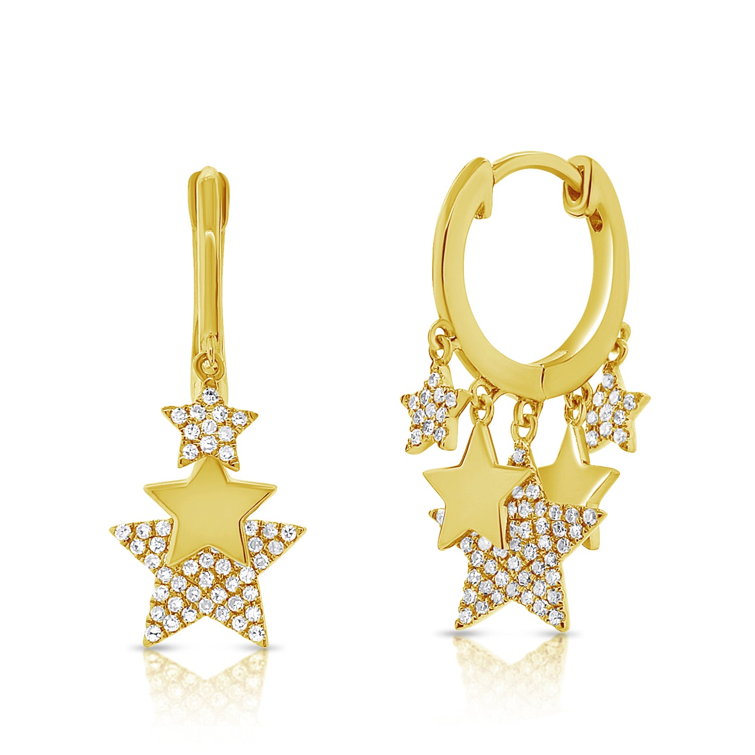 Dangling Stars Huggie Earrings