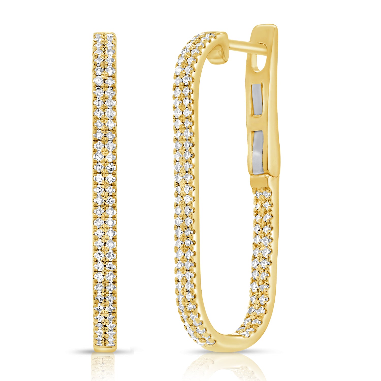 Rectangular Pave Double Row Hoops