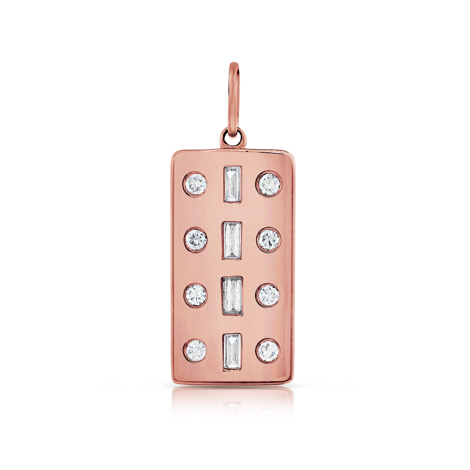 Baguette + Round Diamonds Vertical Plate Charm