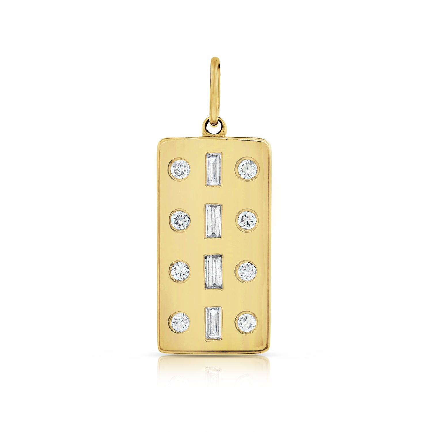 Baguette + Round Diamonds Vertical Plate Charm