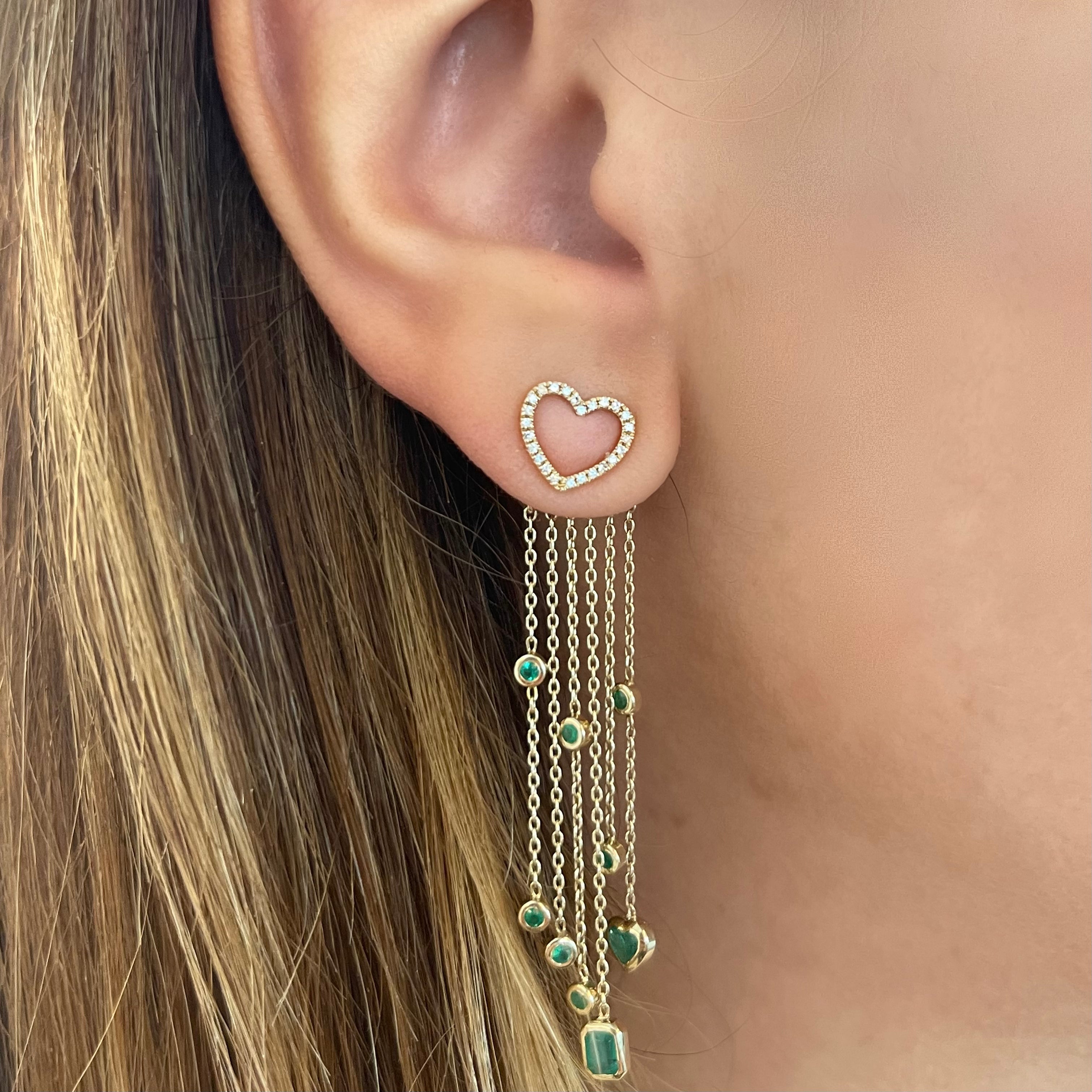 Mixed Shape Bezels Gemstone Tassel Earring Back Charm (PAIR)