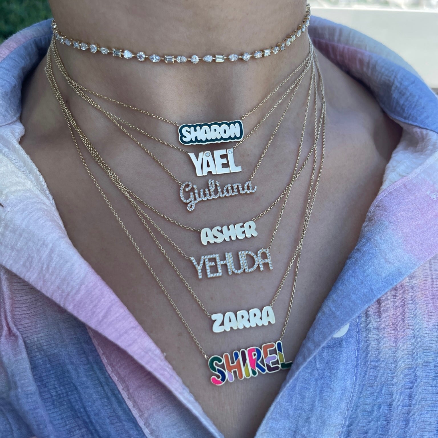 Big diamond name necklace Clearance