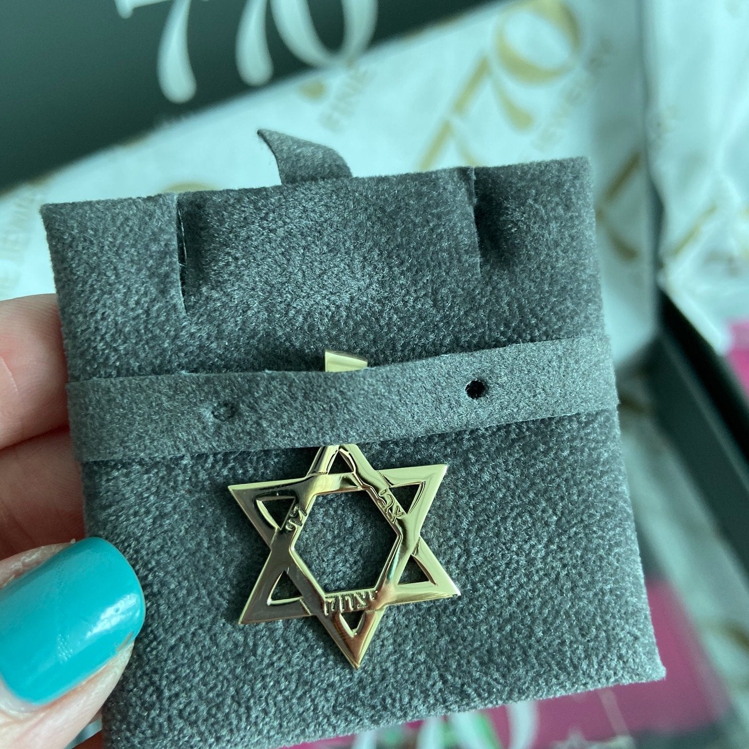 14k Star of David Charm with Engraved Names