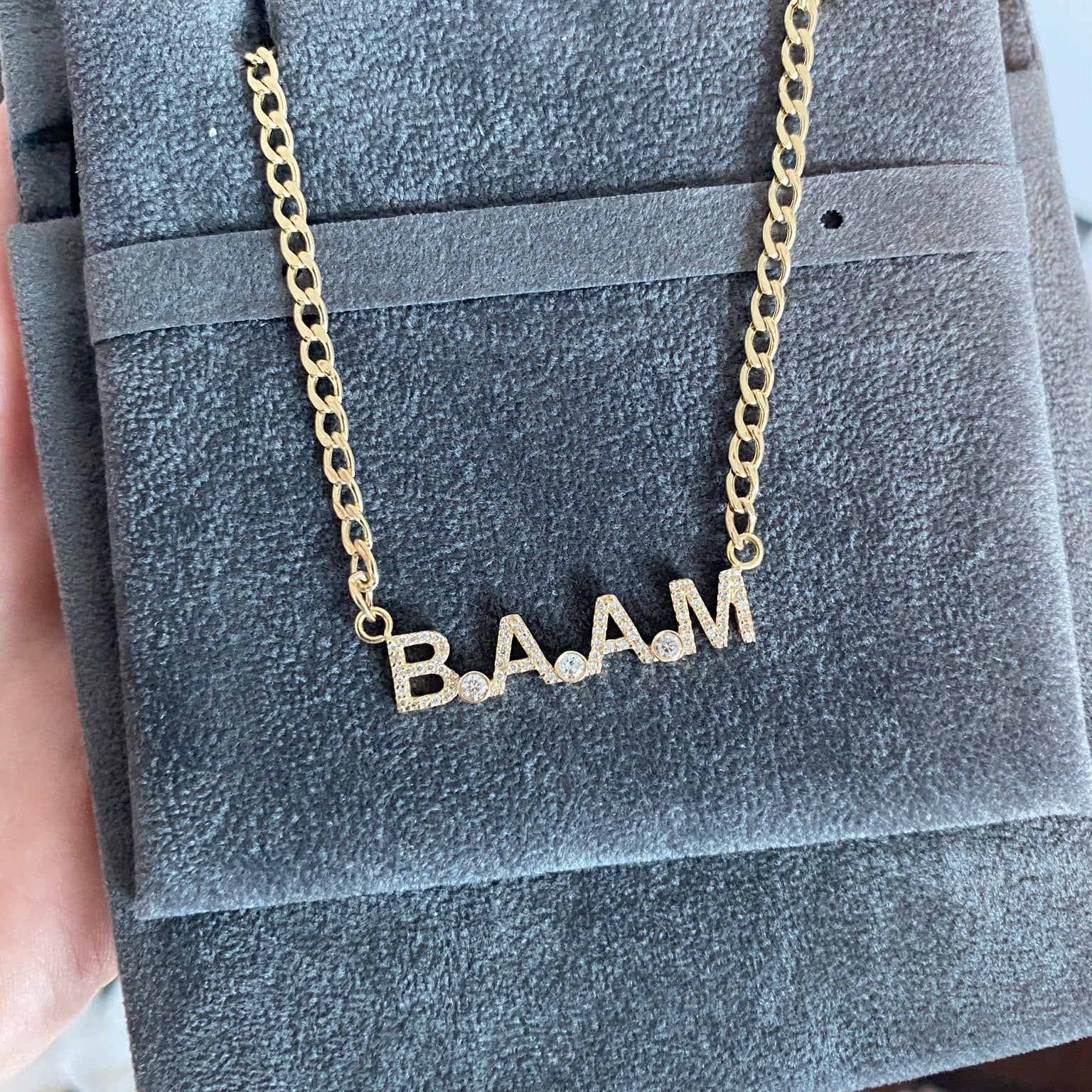 Custom Diamond Initials and Bezels Cuban Link Necklace