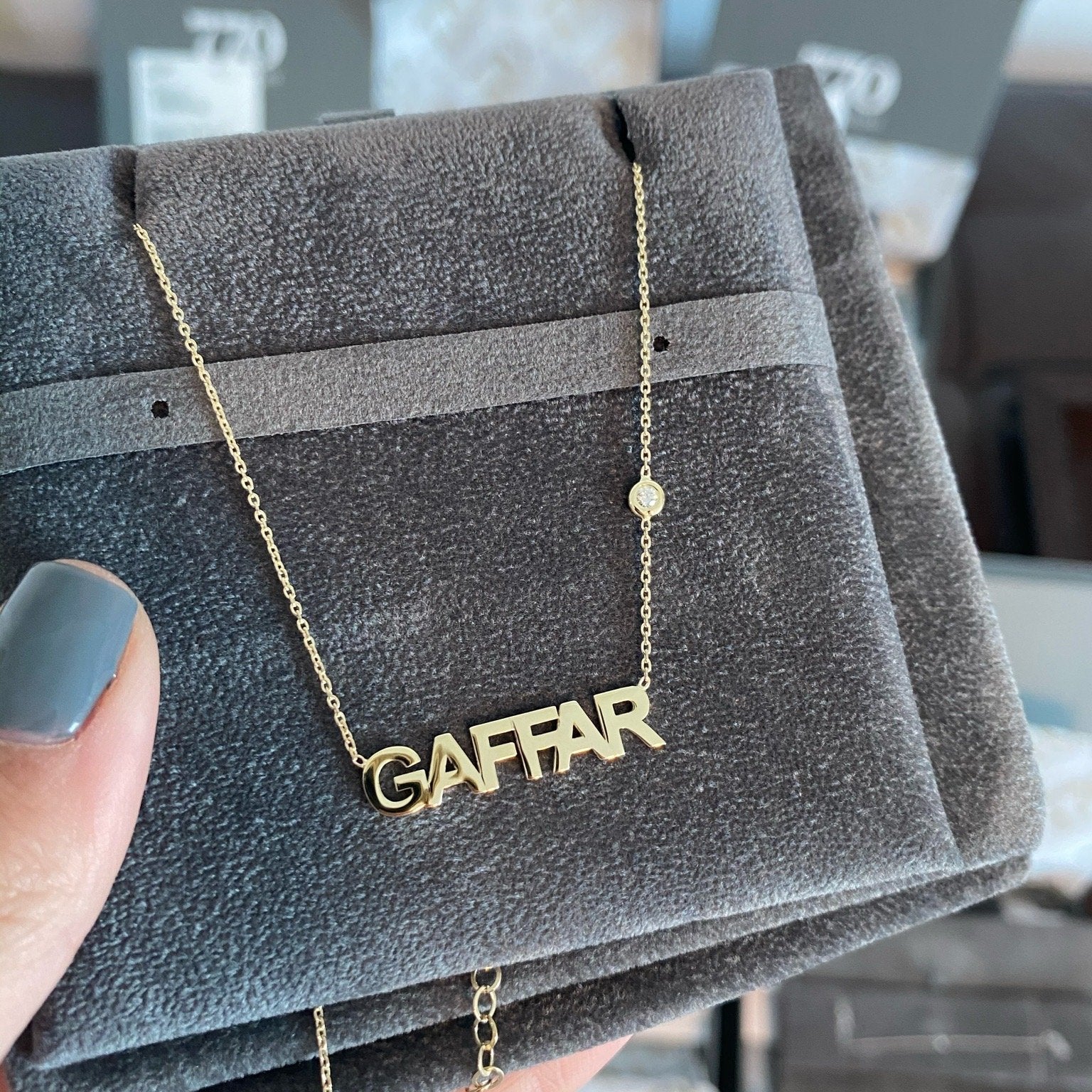 Name Necklace with Tiny Diamond