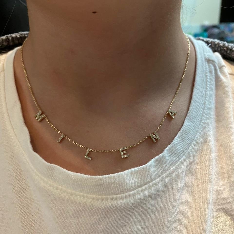Multiple Diamond Dangling Initials Name Necklace