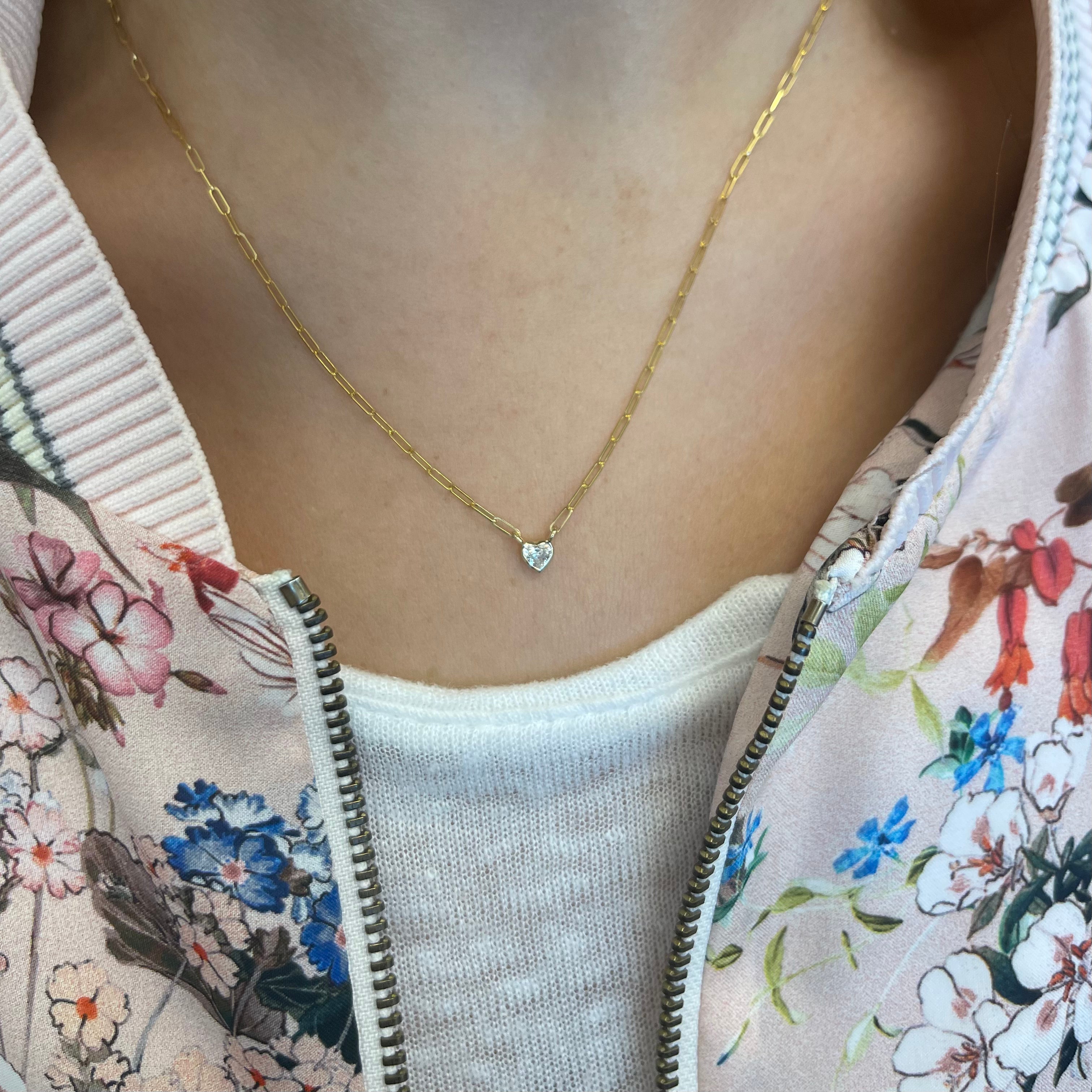 Multishape Diamond Thin Paperclip Necklace
