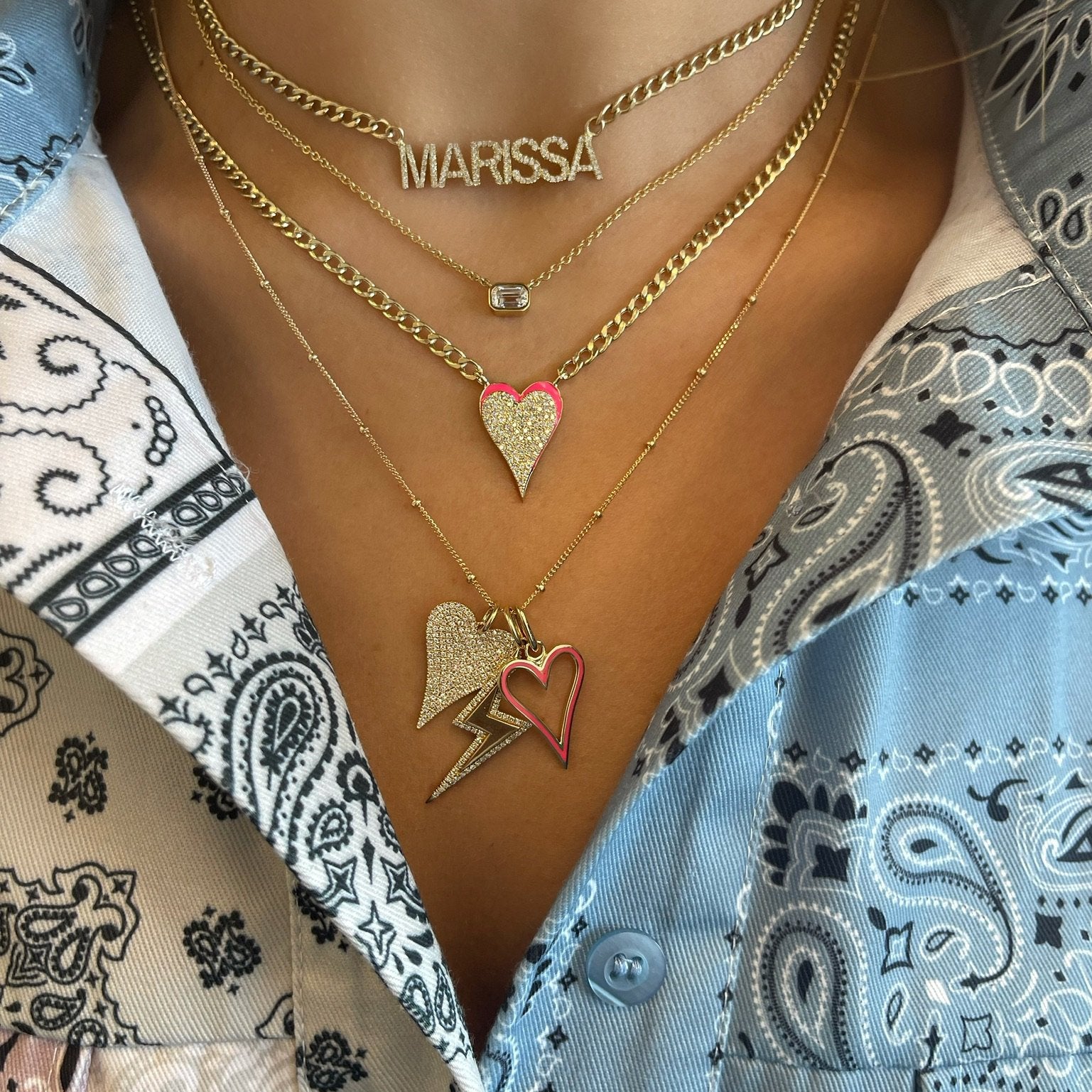 Pave Outline Lightbolt Charm