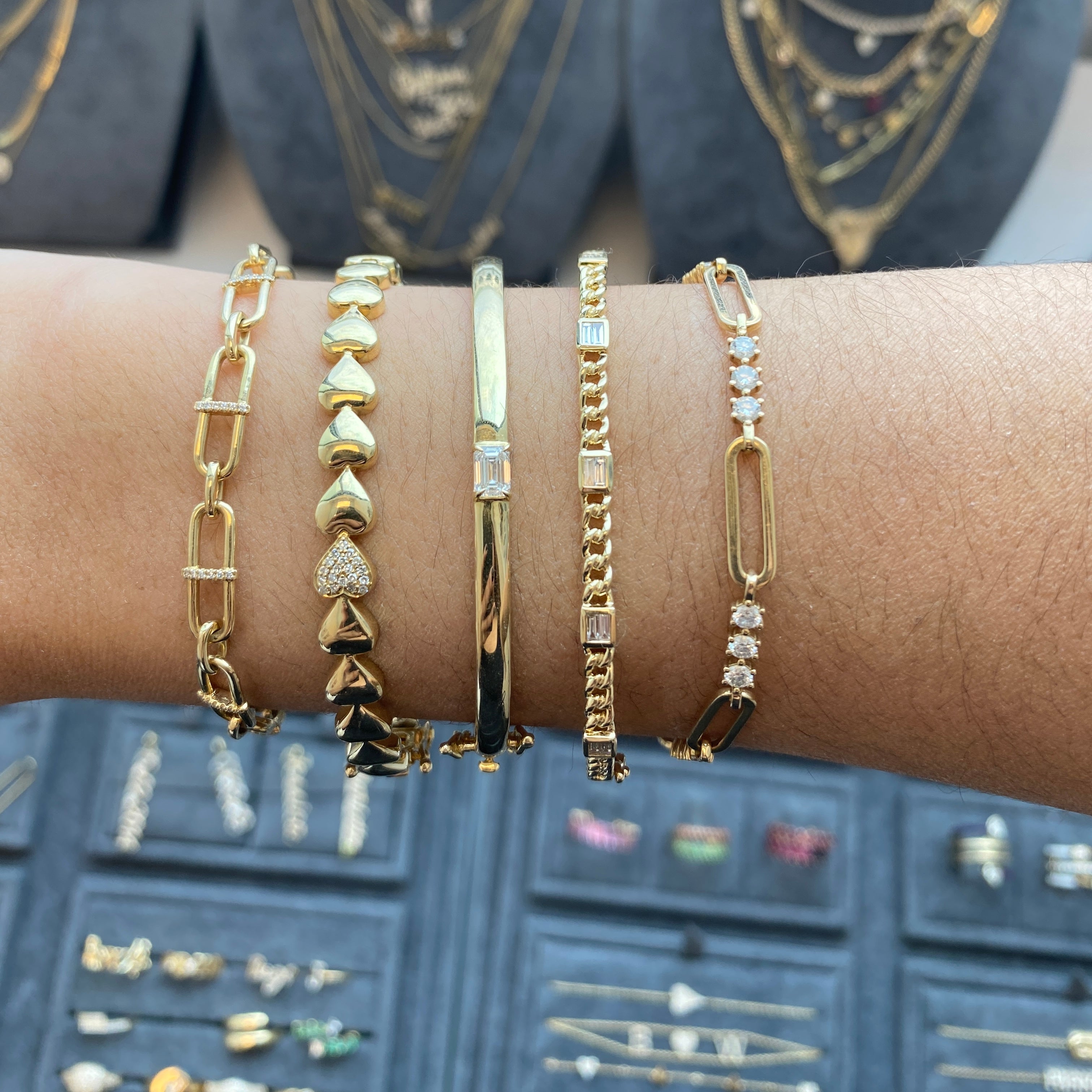 Trio Diamond + Paperclip Link Bracelet