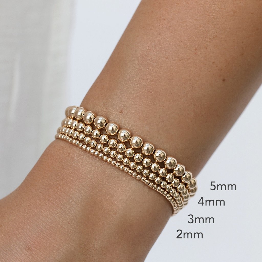 14k Gold 3mm Beads Bracelet
