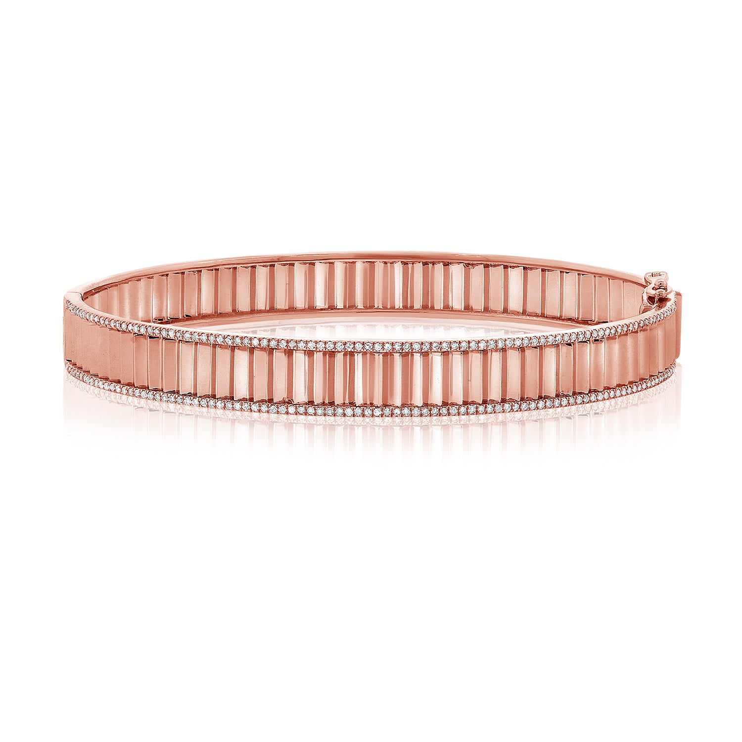 Slim Fluted Pave Outline Bangle