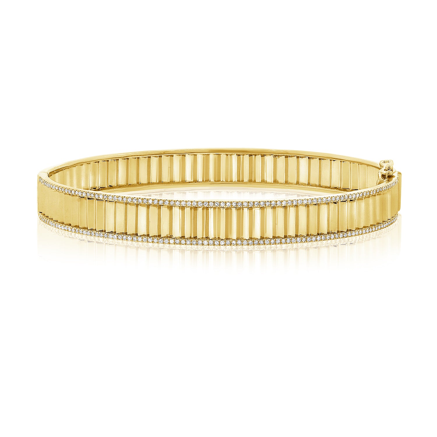 Slim Fluted Pave Outline Bangle