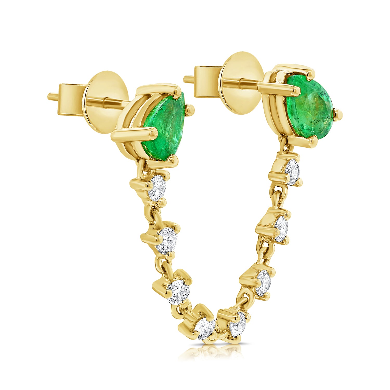Double Emerald Chain Earring