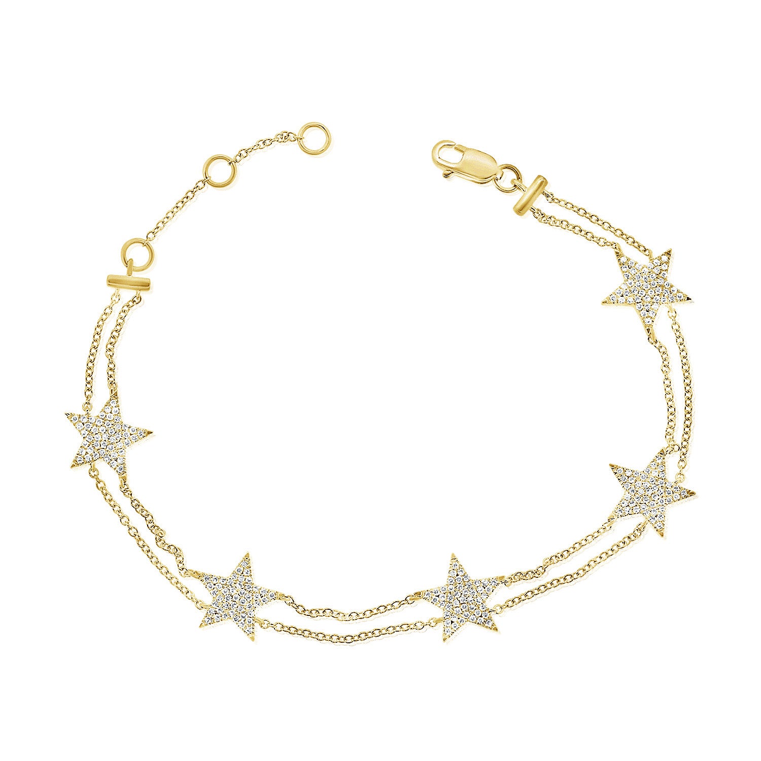 Double Chain Pave Stars Bracelet